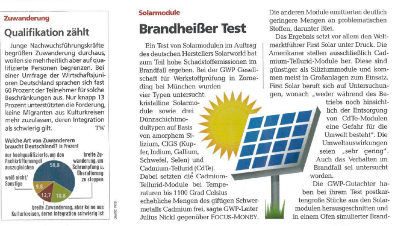 Artikel Prüfung Solarmodul